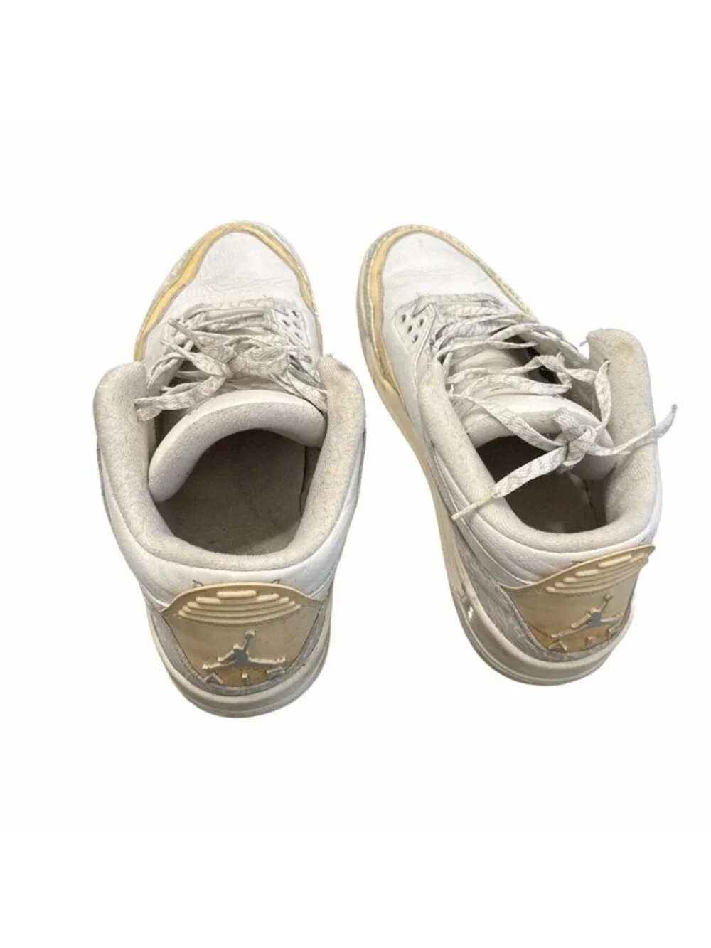 Air Jordan 3 Retro Sneakers White/Yellow Mens Size 11 Classic Basketball Shoes